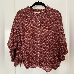 Dôen Rise Top in Wine Winter Ditsy